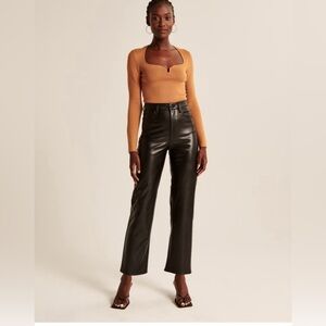 Abercrombie & Fitch Vegan Leather Ankle Straight Pant